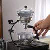 Xiangyun Transparent Black Glass Teaware Sets Heat-resistant Lazy Chinese Living Room Automatic Iron Base Tea Maker Set