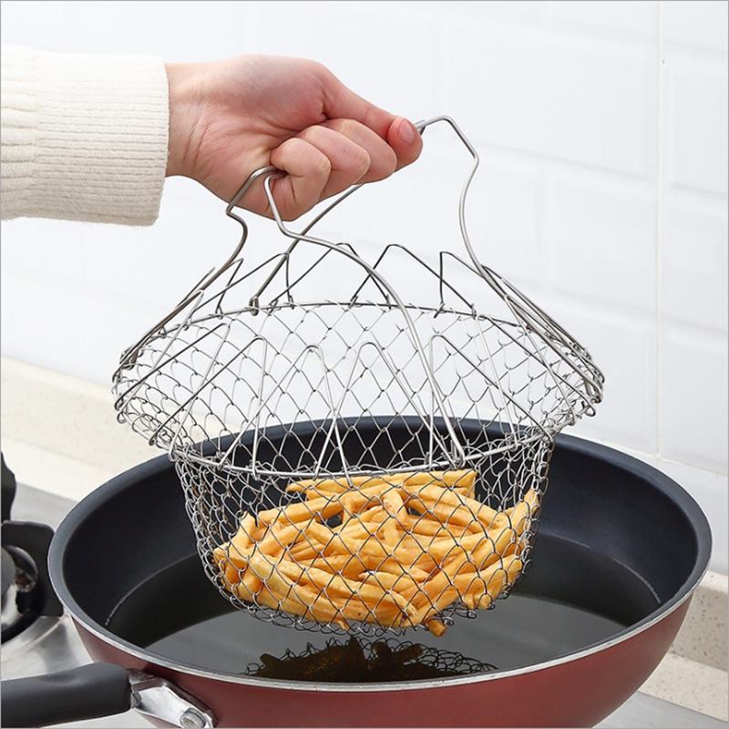 

Складная корзина для жарки с ополаскиванием, дуршлаг, сито, сито, кухонные принадлежности для приготовления пищи