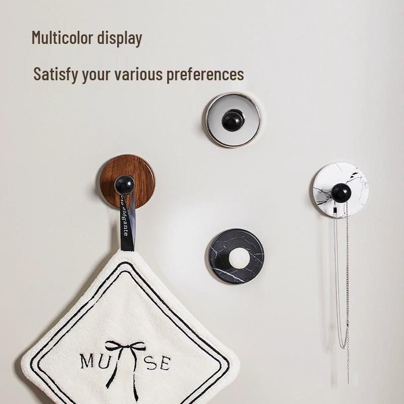 Newcomer Discount: Strong Adhesive No-Drill Suction Cup Hook with Wood & Marble Grain, Free Shipping