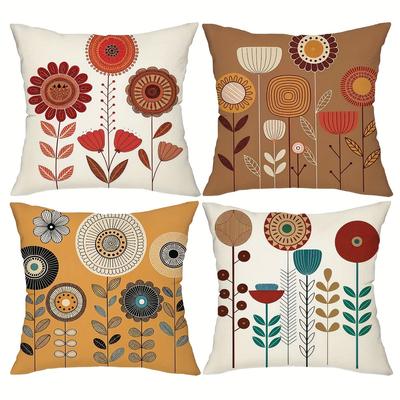 Retro Geometrische Blumen KissenbezügeWohnzimmer Sofakissenbezug, weich und bequem, Schlafzimmerzimmer Dekoration