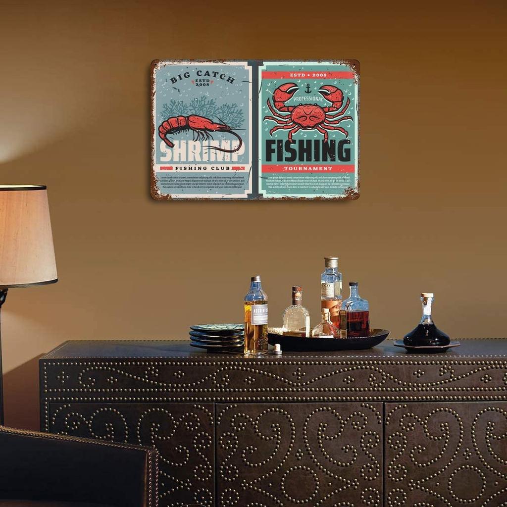 1-Pack Vintage Aged Metal Wall Plate, 20×30cm and 30×40cm, Rust-effect Decor for Bar, Kitchen or Living Space