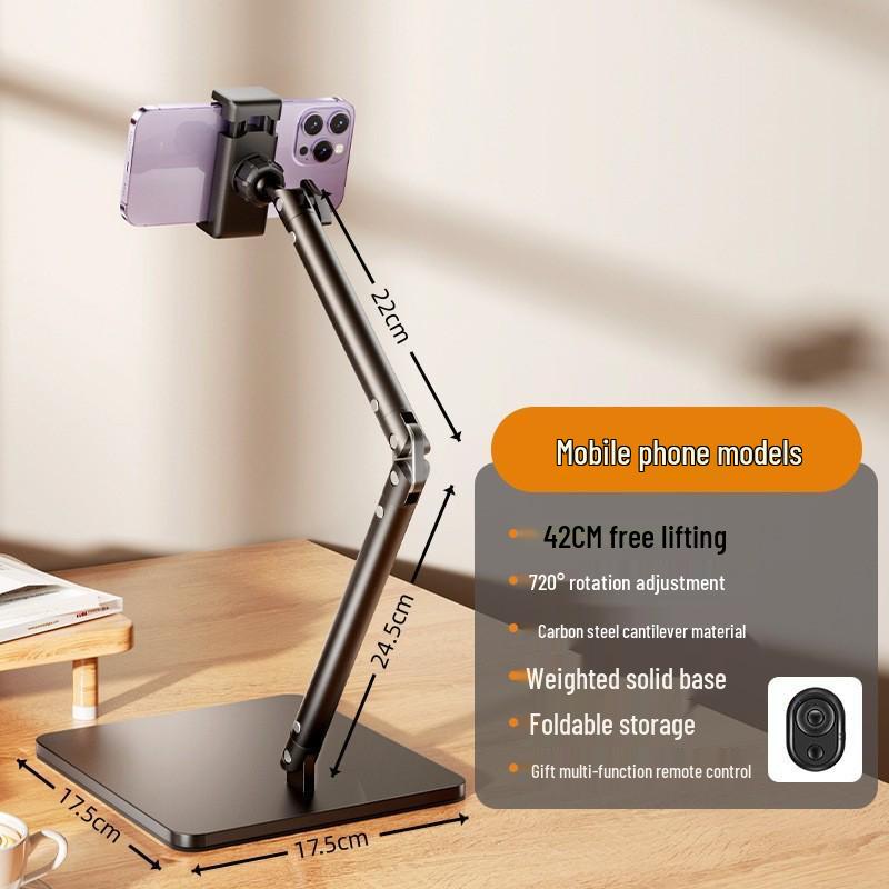 Live-Übertragungsständer für Mobiltelefone und Tablets mit Rädern - Rotierender, multifunktionaler Bodenhalter für Aufnahmen von oben