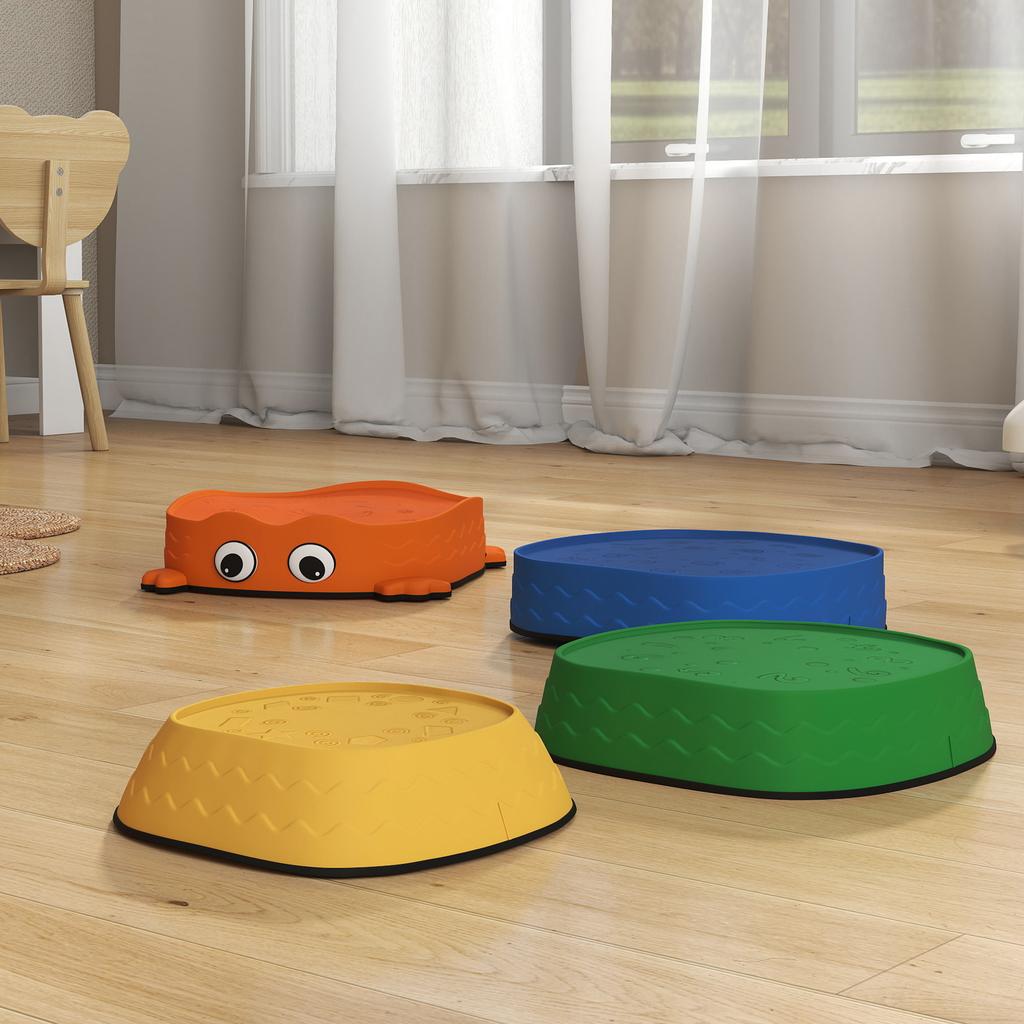 5PCS Sensory Stepping Stones for Toddlers, Frog-Shaped Kids Stepping Stones Set with Anti-Slip Edging for Ages 2-8