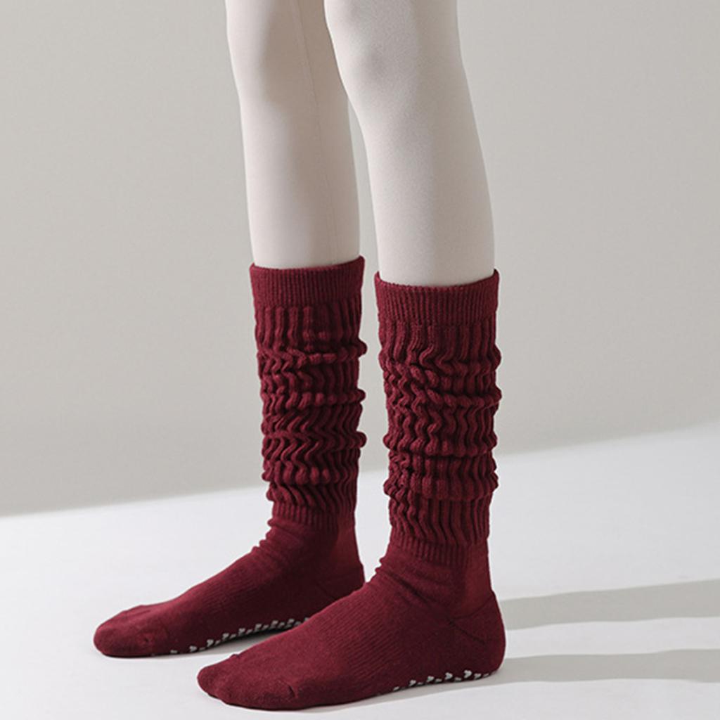 1 Pair Women Winter Yoga Socks Compression Yoga Socks Silicone Bottom Long-tube High Elasticity Wrapping Anti-slip Socks Warmth Stockings