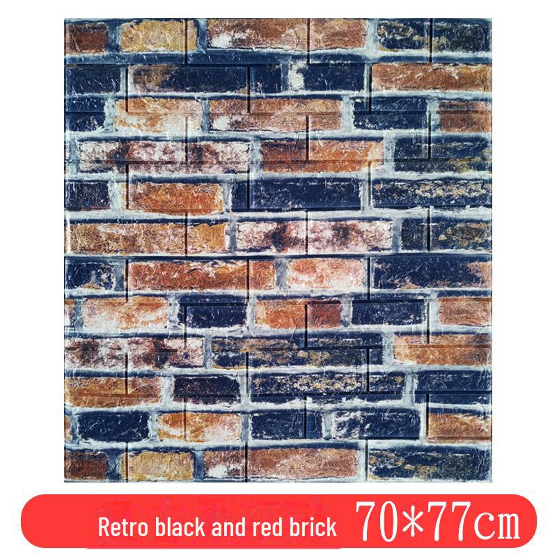 3D Retro Brick Pattern Self-Adhesive Foam Wall Stickers - Waterproof, Moisture-Proof, and Insulating for Hotels and Restaurants
