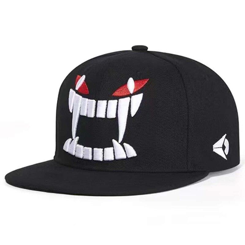 Unisex Ghost Teeth Embroidery Hip-hop Hats Outdoor Adjustable Casual Baseball Caps Sunscreen Hat чёрный