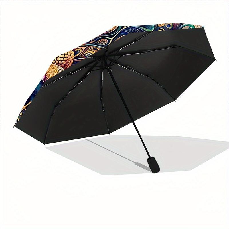 1pc Nature's Beauty Peacock Automatic Opening and Closing Umbrella - Small Umbrella Suitable for Various Occasions N066