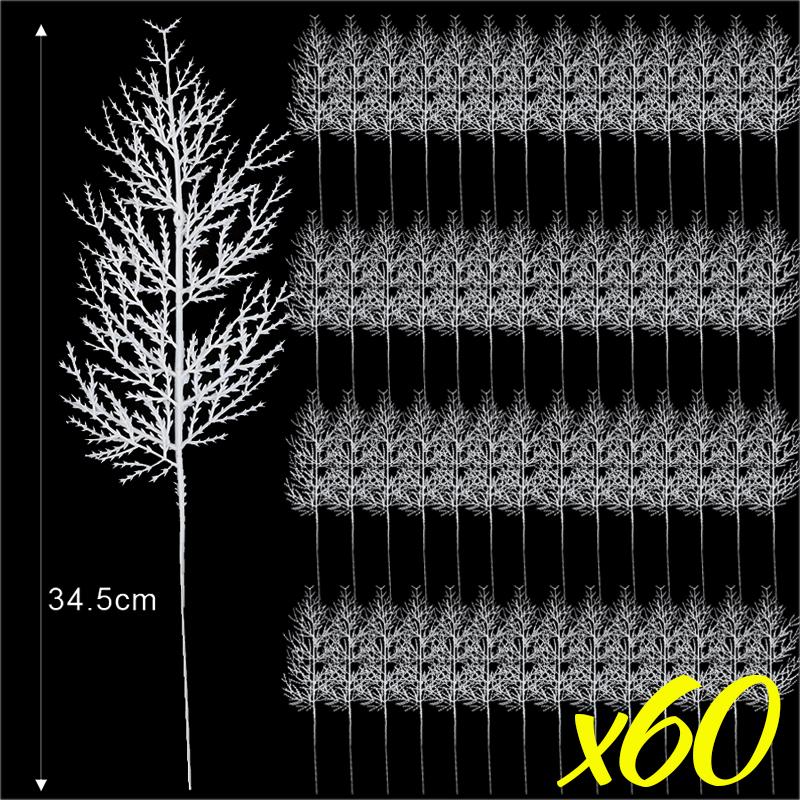 10/60PCS White Artificial Pine Needles DIY Wreath Christmas Tree Fake Plants Ornaments Home Garden New Year Party Decor Supply