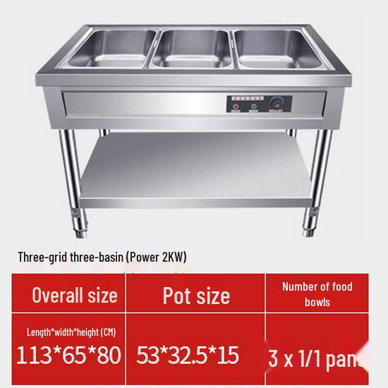 Commercial Electric Food Warmer: Stainless Steel Soup Pot and Serving Counter
