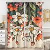 2 Stück Mehrfarbig Orange Weiß Blumenmuster Vorhang Stangentaschen-Design für Schlafzimmer und Wohnzimmer