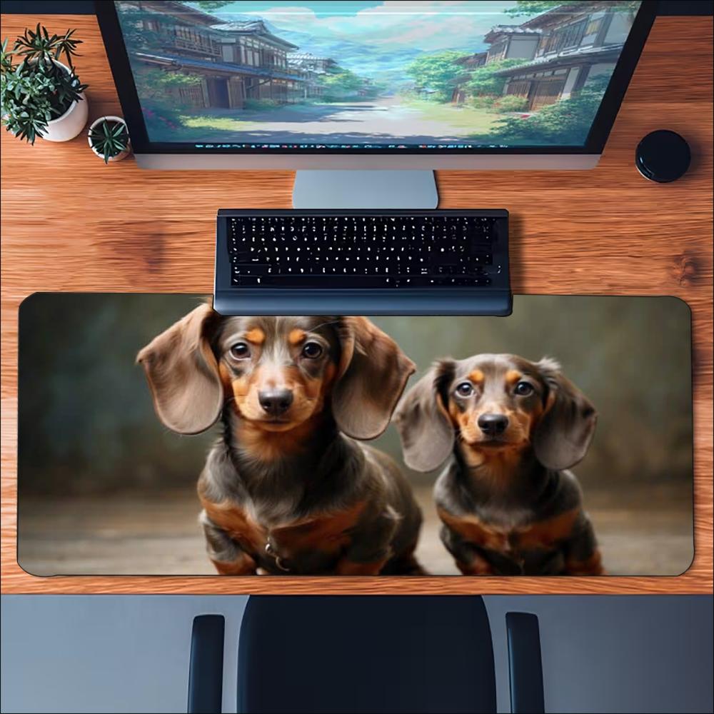 Süßer Dackel Hund Große Schreibtischmatte Rutschfeste Gummi-Gaming-Mauspad HD-Druck Tastaturunterlage Für Büro Laptop Gamer Computer-Setup