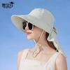 8459 vår- och sommarmodehatt dam utomhus stor brätte solskydd visir sjal med hästsvanshål bucket hat