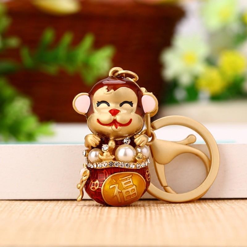 Shiny Creative Metal Monkey Keychain For Women With Glittering Design Perfect For Gifts