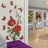 Romantic Vintage Red Rose Butterfly Wall Stickers, Self-Adhesive Decor for Living Room Bedroom Wall Decoration