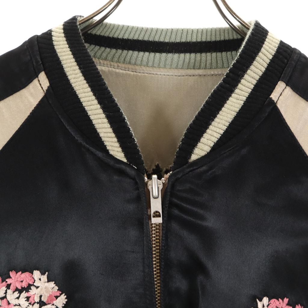 Floral Reversible skull embroidery Sukajan XL Black series Men's Used