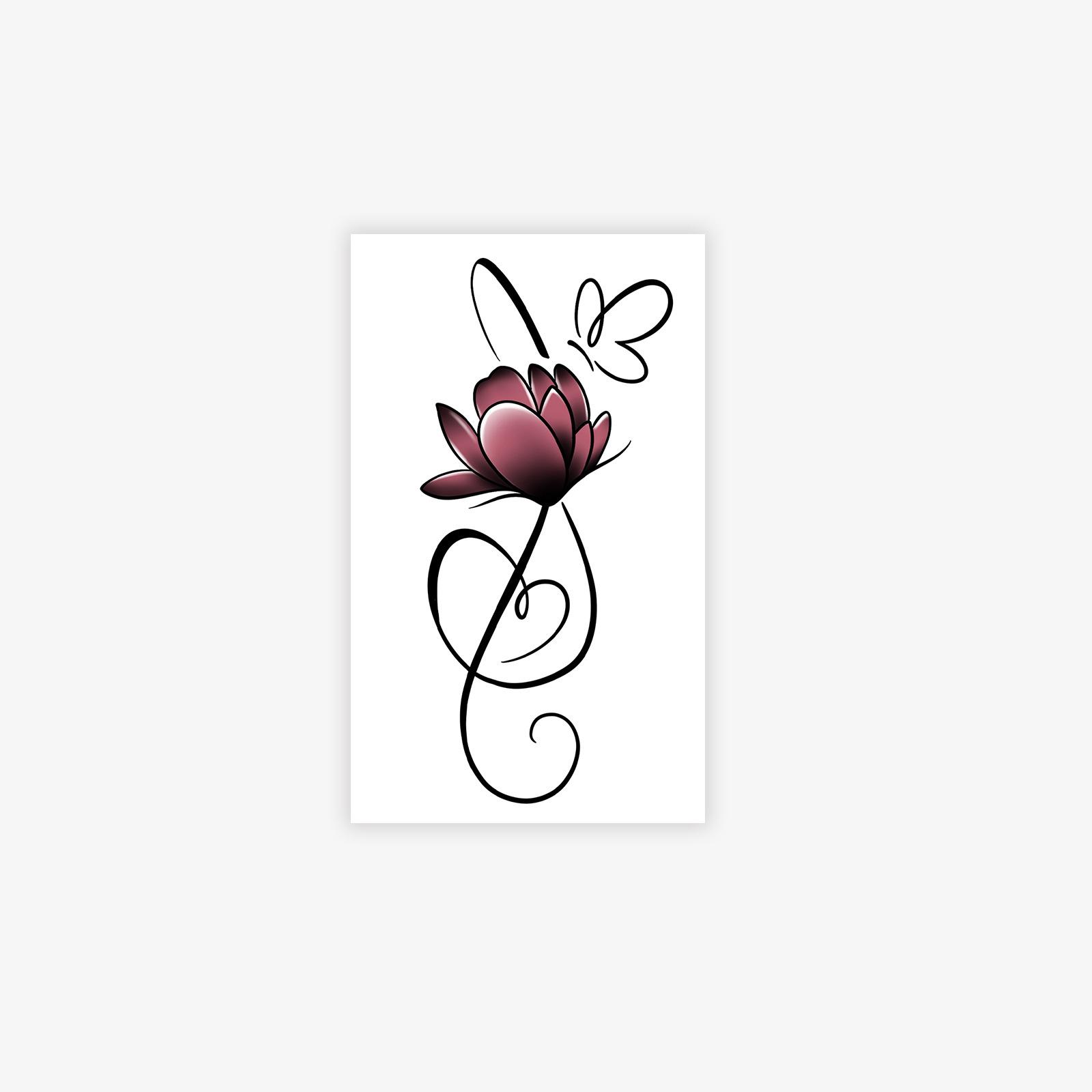 

Literary Style Flower Butterfly Music Note Tattoo Sticker, Waterproof And Long-Lasting, Non-Reflective, Arm Tattoo Sticker 6*10