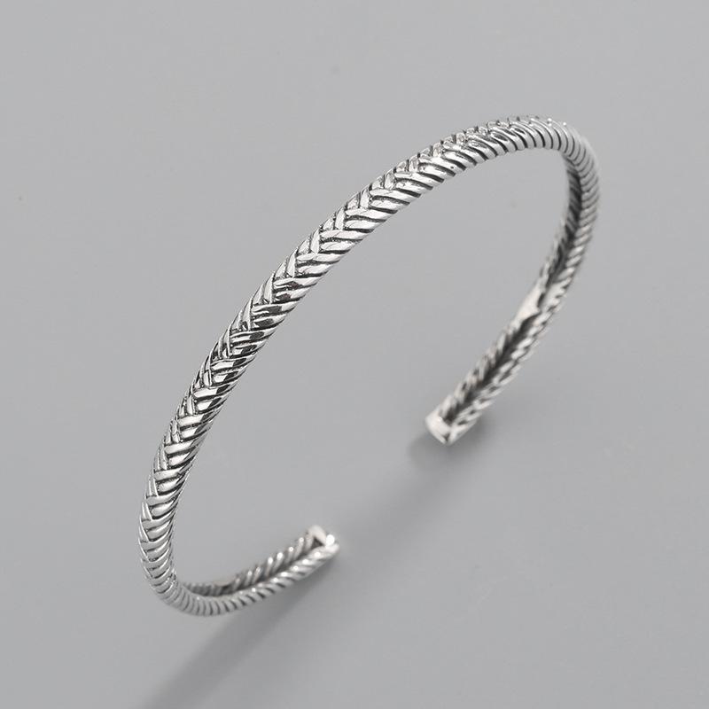 Hot Selling Korean Retro Thai Silver Women's Bracelet with Open Mouth Bracelet Accessories