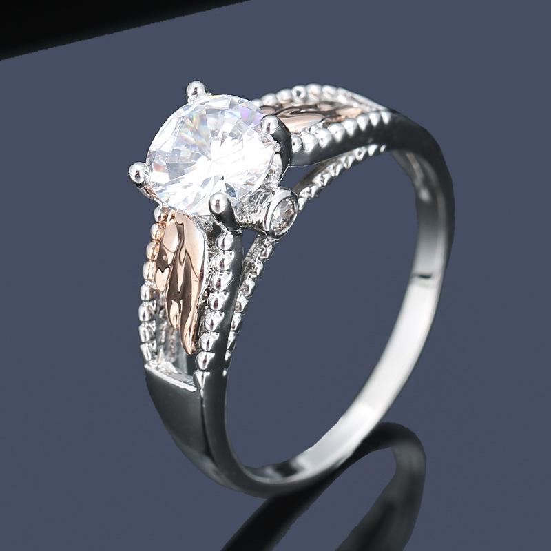 European Copper Diamond Inlaid Geometric Couple Ring – Unique Print Design Size 6