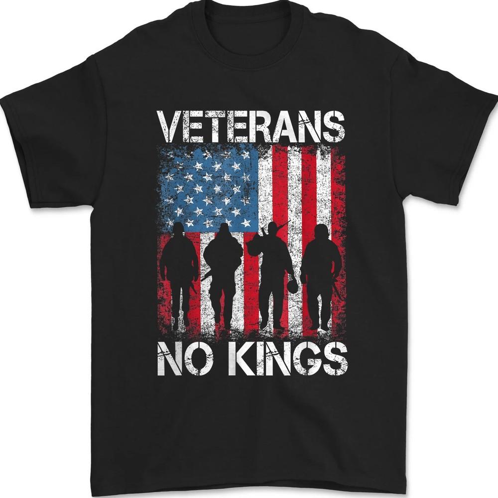 Veterans No Kings Shirt Vintage American Flag Veterans Day Unisex T-Shirt