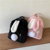 Japanese Cute Rabbit Ear Girl Backpack Women Large-capacity Furry School Bag