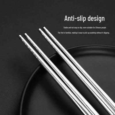 304 Stainless Steel Non-slip Chopsticks: Food Grade, Anti-scald, Anti-mildew, Heat Resistant, Ideal for Home, Canteens, and Restaurants.