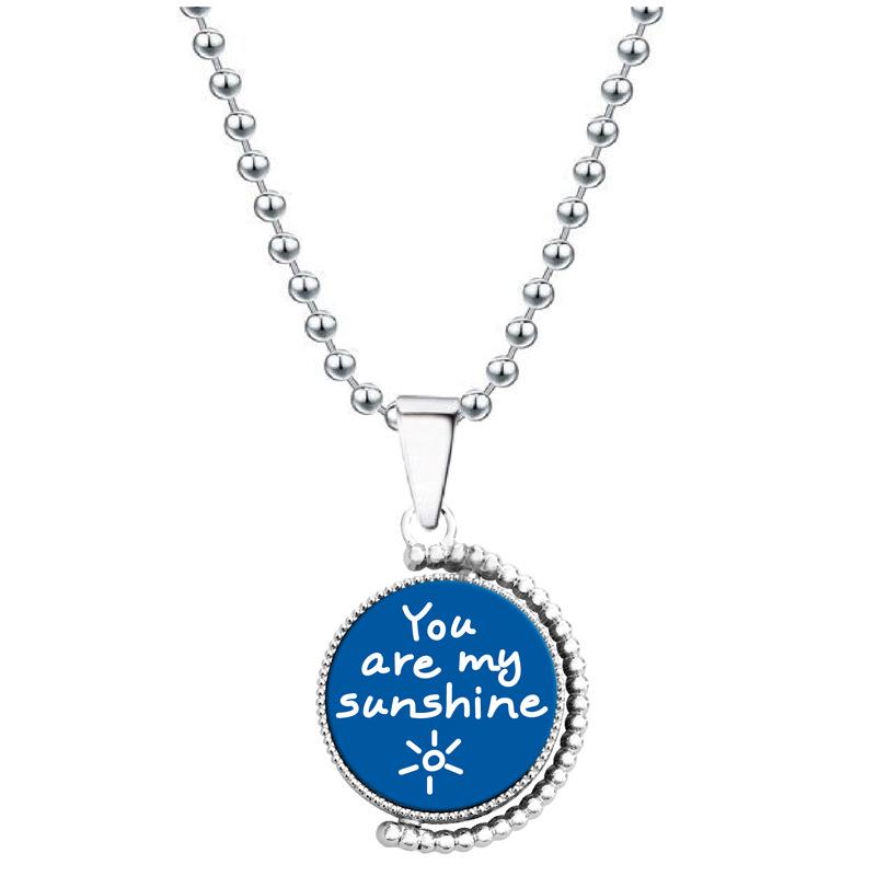 European & American Moon Pendant Necklace - Rotatable Engraving, Creative Christmas Gift, Titanium Steel.