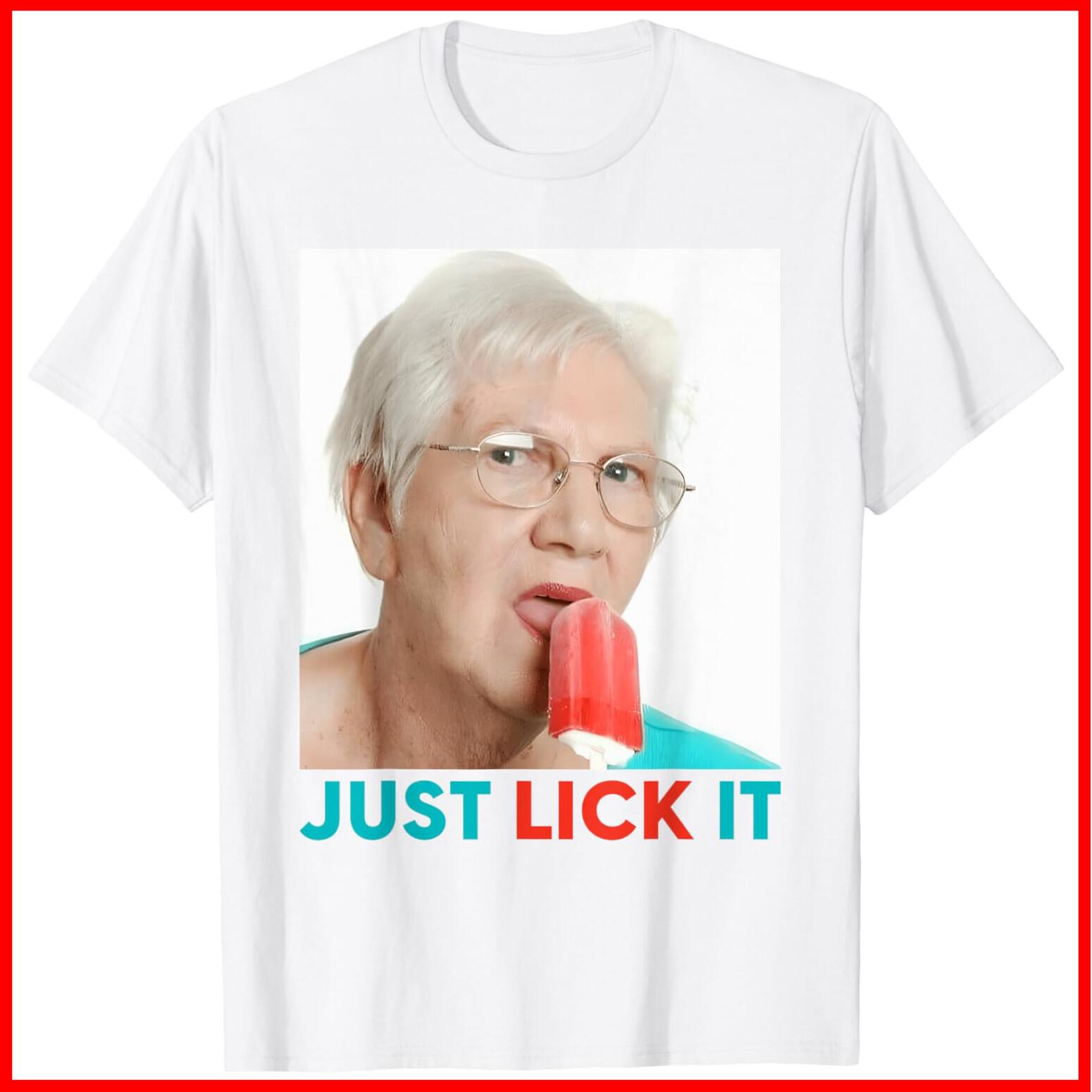 Grandma Just Lick It. Grandma Licks Ice Cream White Cotton T-Shirt S-5XL L