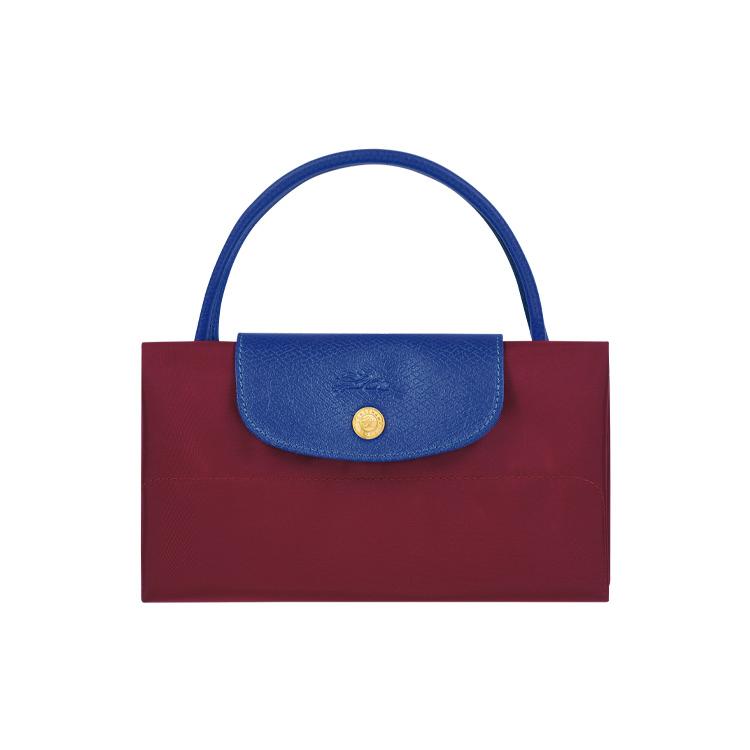 New LONGCHAMP Le Pliage Re Play Canvas With Leather Tote Bag, Shopping Bag, Handbag Regular Women's Red & Blue 10168091P47