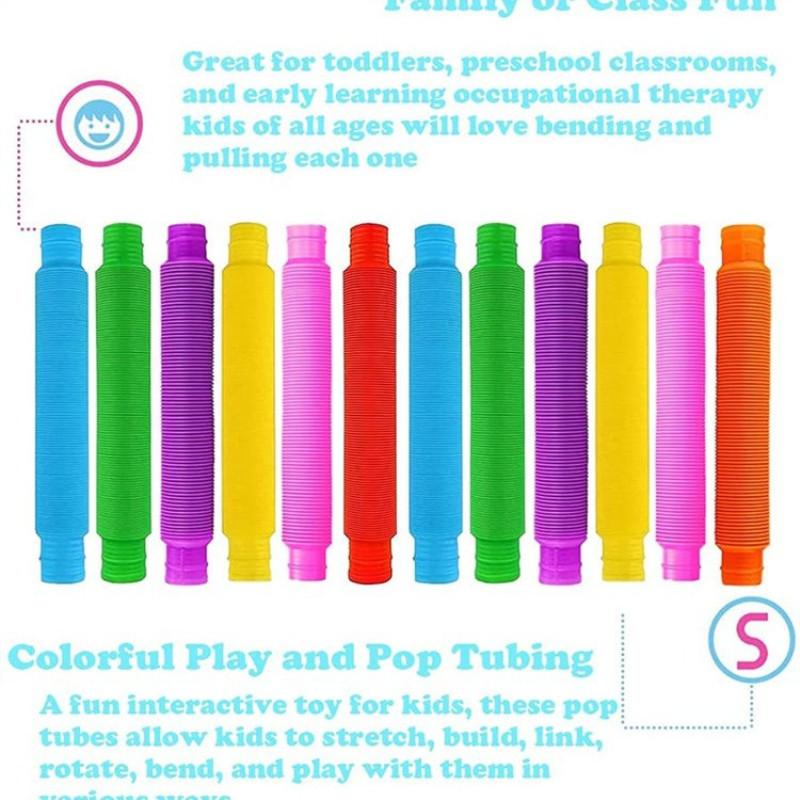 Colorful PopTelescopic Tube Stretching Corrugated Tube Children Adult Party Festival Stress Relief Toy