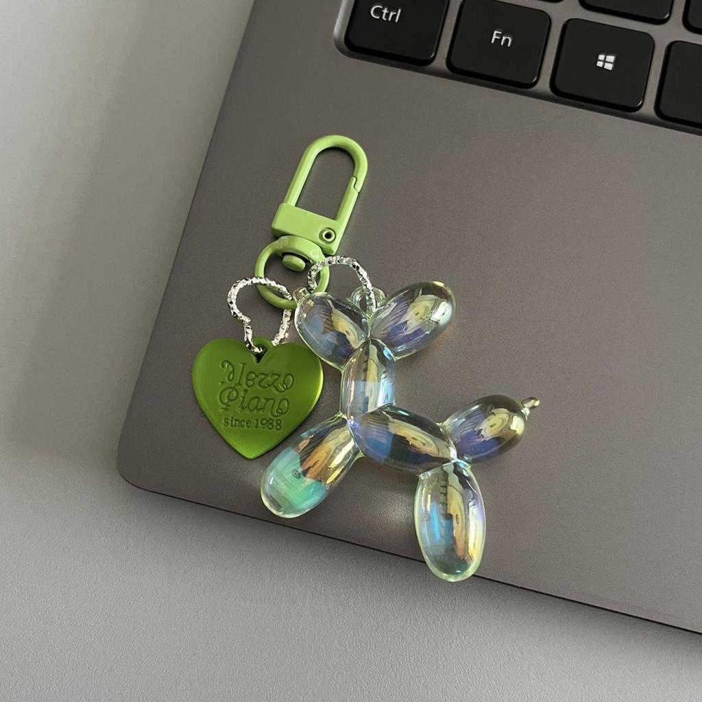 New Candy Color Sweet Resin Balloon Dog Keychain for Women Girls Animal Shaped Phone Chain Key Buckle Accessories Bag Pendant
