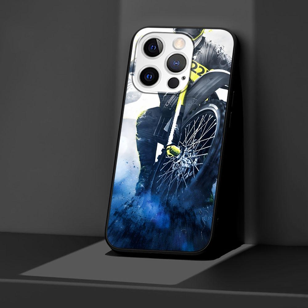 Motorcycle Case for Apple iPhone 14 11 7 SE 2020 8 X XS 13 12 Mini XR 15 Pro Max Silicone Black Soft Phone Cover