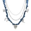 Stainless Steel Necklace Love Cross Pendant Silk Scarf Cloth Strip Necklace Electroplated 18K Gold Color Retention