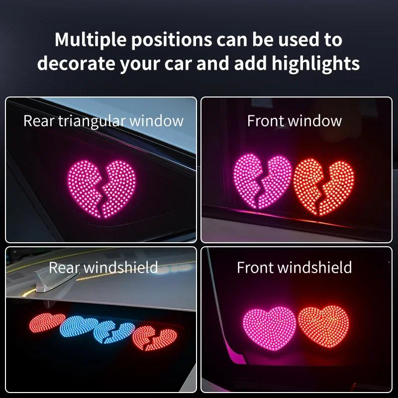 Car mounted LED ambient light, car window heart decoration light, car rear window heartbreak warning light Accessories