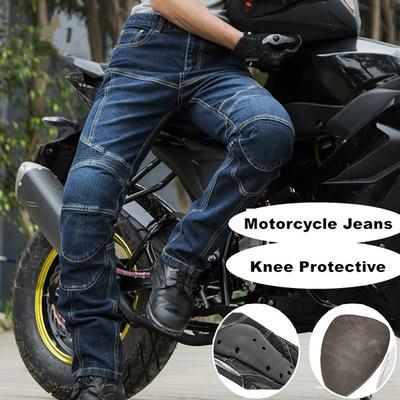 Winddichte Motorrad-Rennjeans, Freizeithose, Herren, Motorrad, Motocross, Off-Road-Knieschutz, Moto-Jeans-Hose