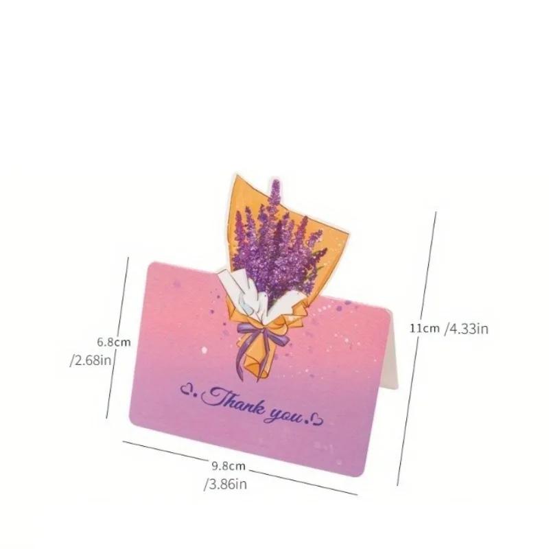 10pcs 3D Bouquet Creative Greeting Card Flower Shop Birthday Wishes Small Cards Teacher's Day Thank-you Card