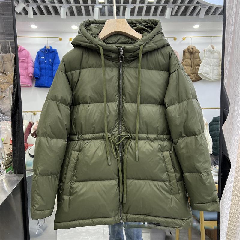 Winter Warm Jacket Down Jacket Women's Short Mid Length Thickened Hooded Waist