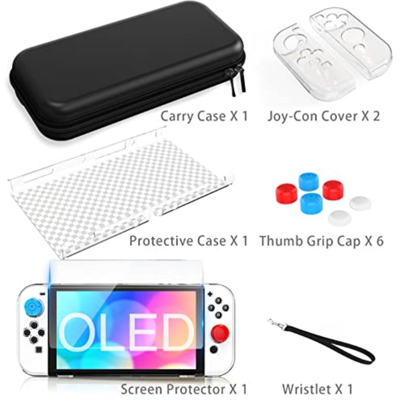 Custodia OLED per Switch compatibile con Nintendo Switch OLED 9 in 1 Accessori per modello Switch OLED con custodia protettiva agganciabile