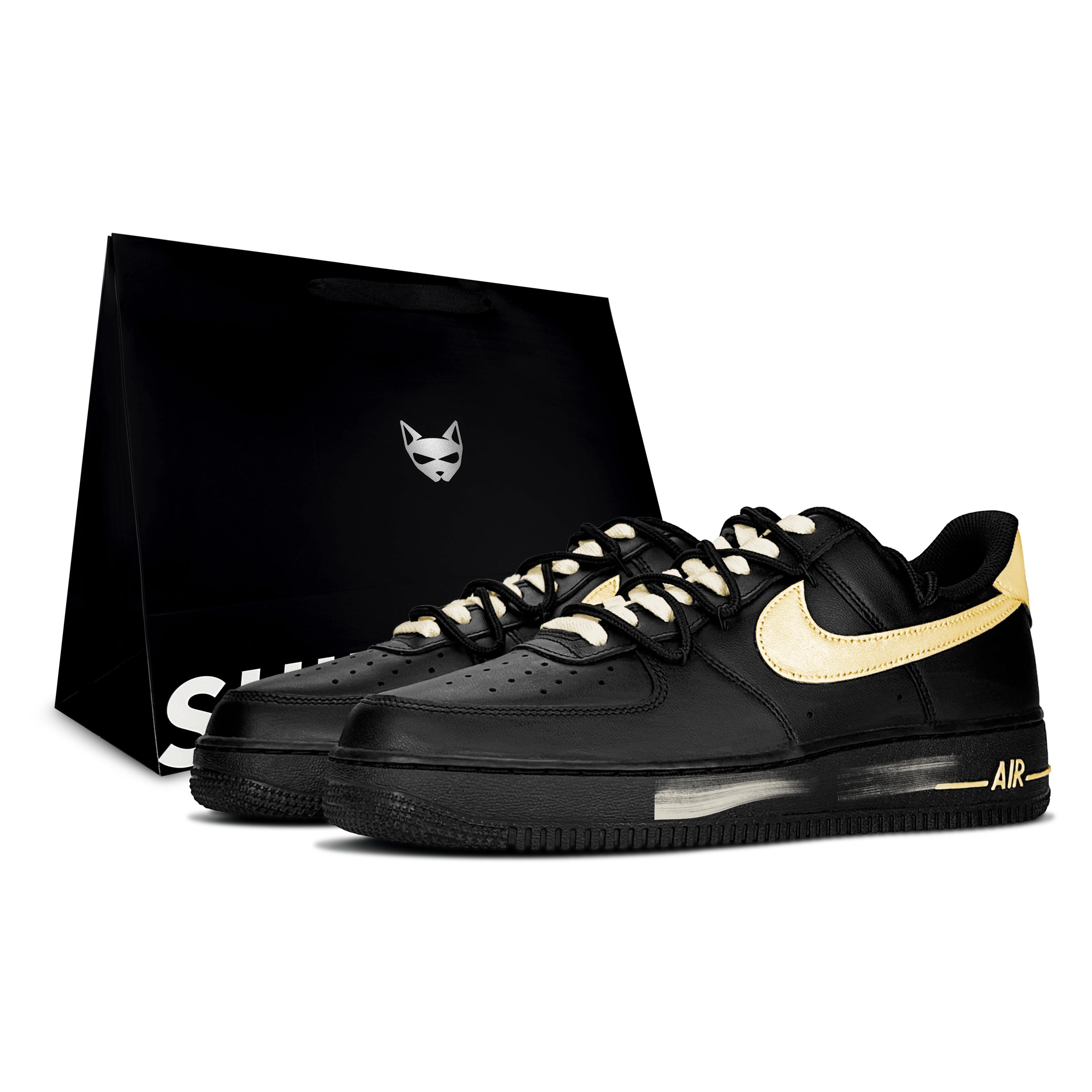 

Nike Air Force 1 Golden Shadow, Shimmery Cat Abrasion Resistant Low top Skateboard Shoes Unisex Black Gold CW2288-001(Team79-S-BOX) 43
