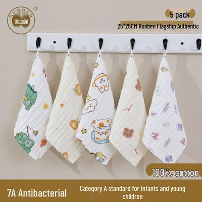 Runben Six-Layer Pure Cotton Baby Gauze Towel - Infant Washcloth & Drool Cloth