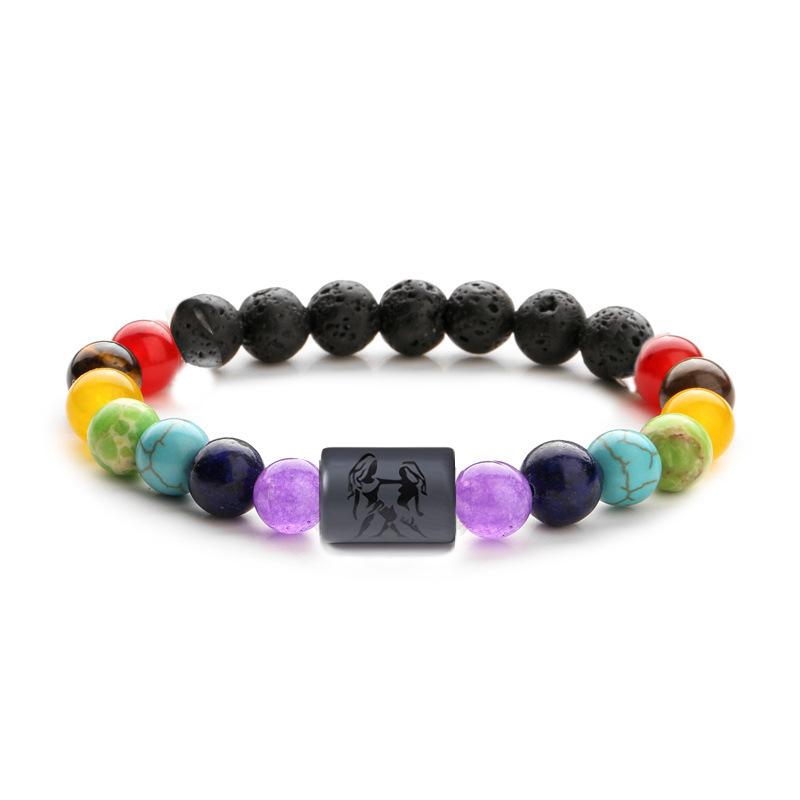 12 Zodiac Signs Constellation Bracelet for Women Men Fashion Natural Stone Handmade Elastic Bracelet Healing Jewelry Gifts