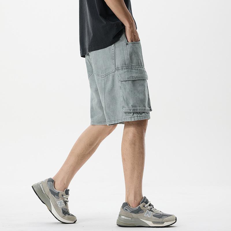 New Summer Japanese Loose 5-point Pants Shorts Large Pocket Jeans Five-point Medium Pants