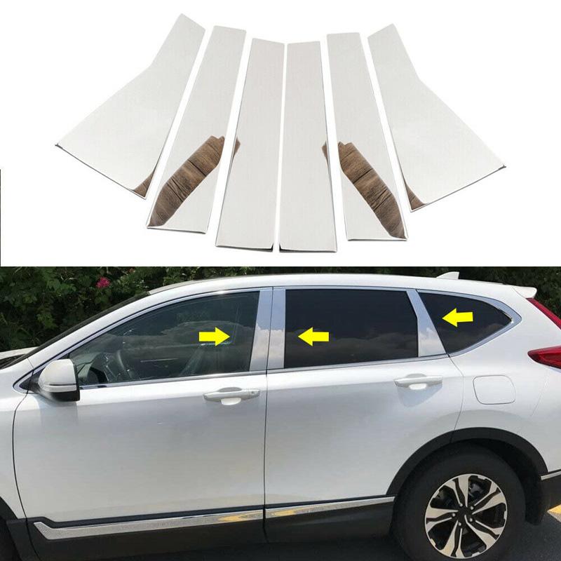 Silvery Car Window Trim Covers Center Film Column B C Pillar Posts Sticker Car Accessories For HONDA CRV 2017-2022 Plated