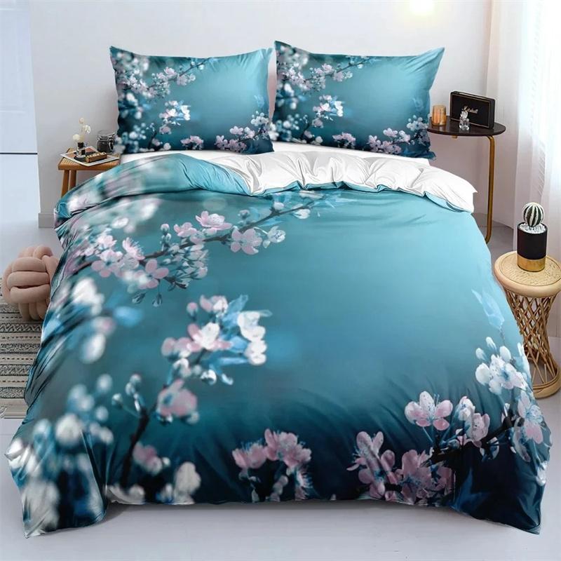 Classic Duvet Cover Sets Flower Blue Gold Bedding Set Duvet Cover Bed Set Quilt Cover Pillowcase Comforter king Queen Size Boys