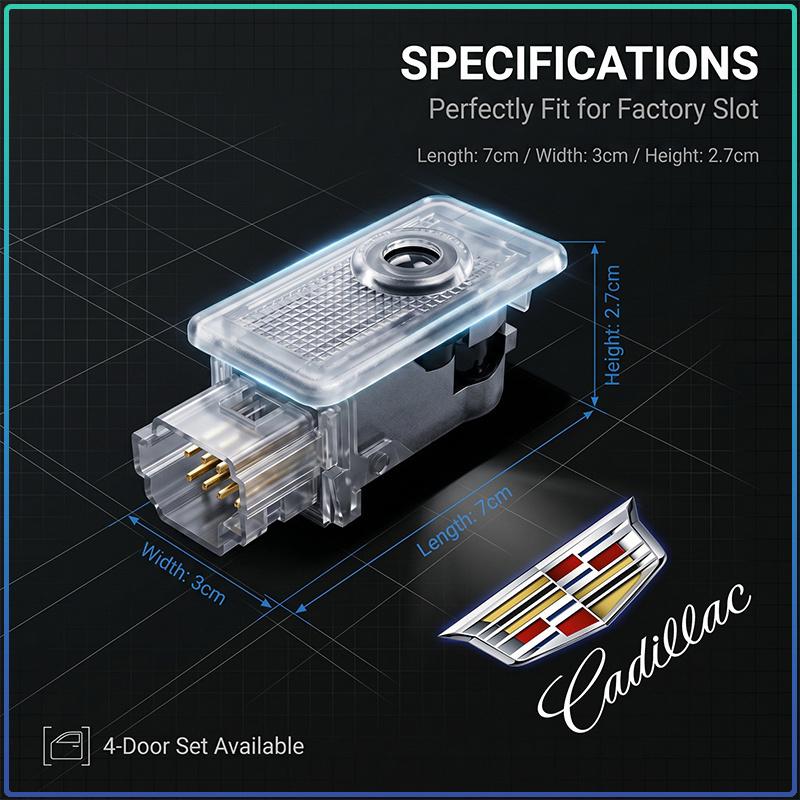 2 peças Acessórios para Carro Luz de Boas-vindas LED HD Lâmpadas Projetoras de Porta de Carro Para Cadillac Escalade Tiburon Deville Seville XT5 XTS CTS BLS SLS DTS SRX