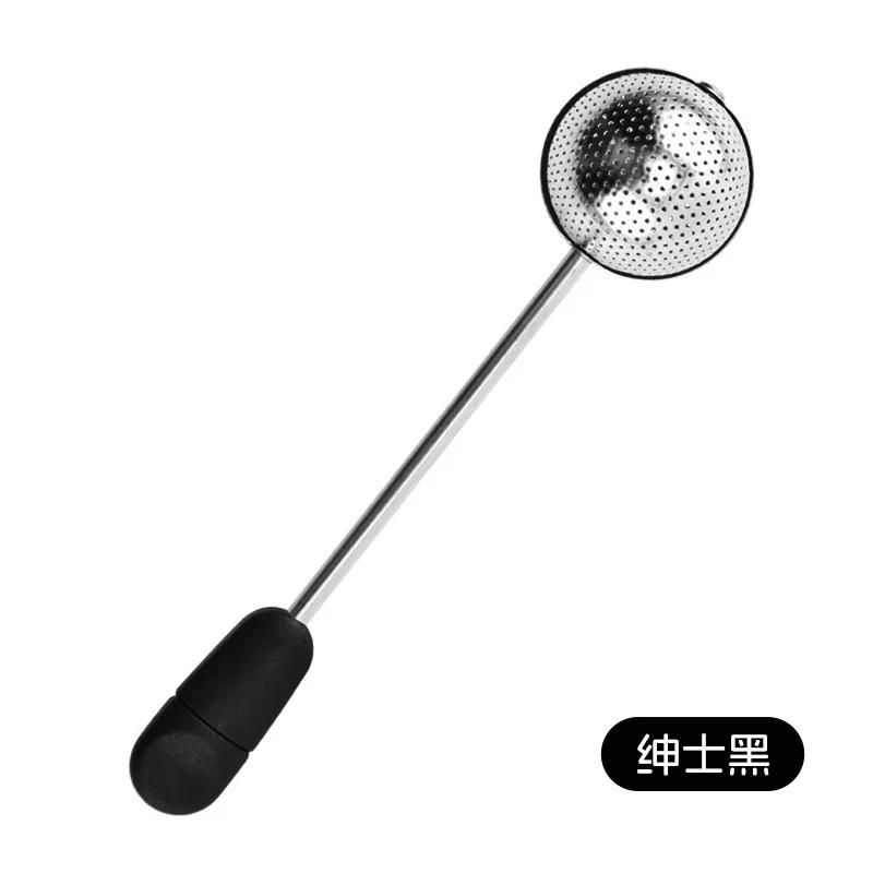

Multifunction Tea Infuser Single-sided Rotating Tea Infuser Ball Tea Filter Mesh With Soft Handle Portable Fine Mesh Filter чорний