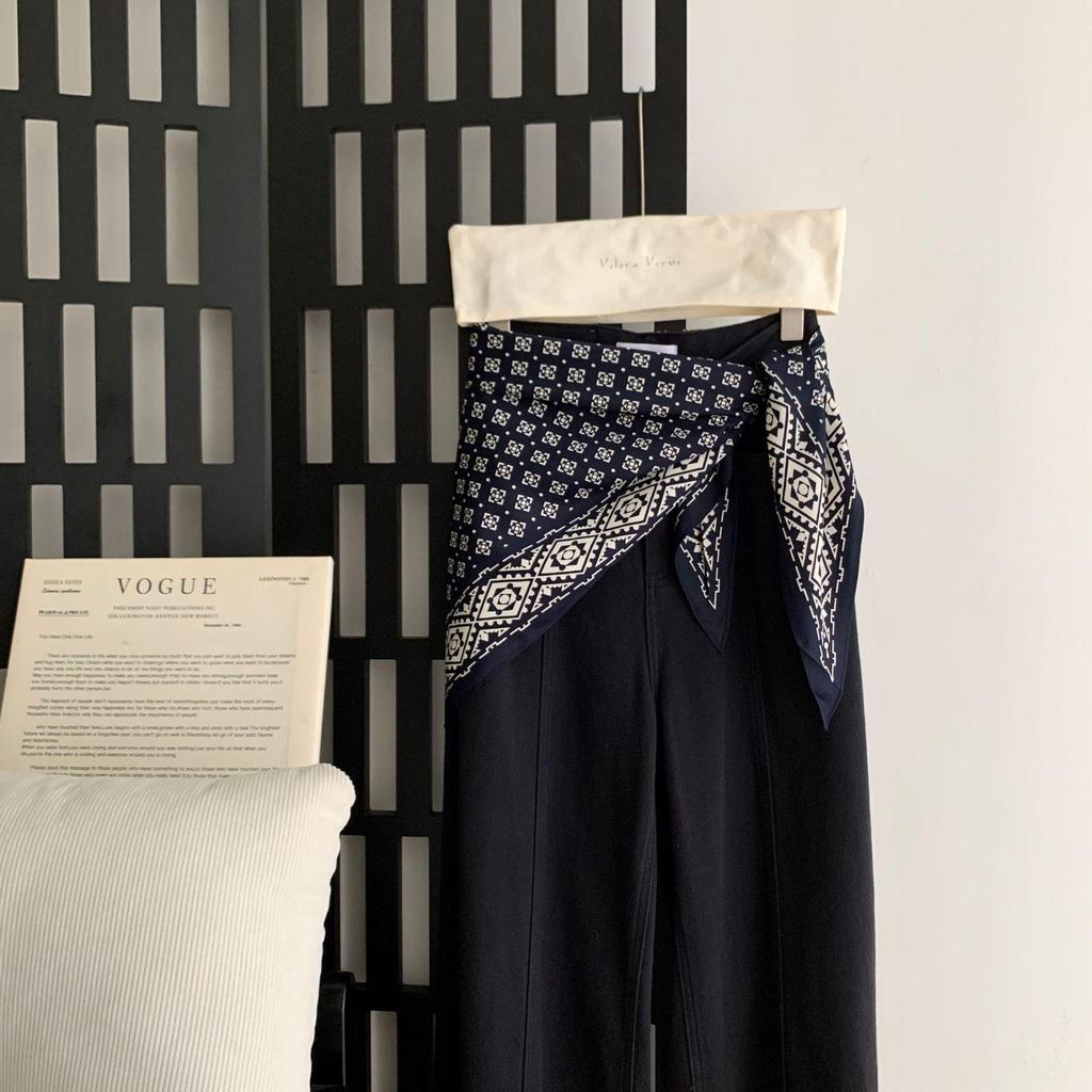 Korean Cashew Flower Triangular Scarf: Women's Layered Accessory Waist Belt Decoration