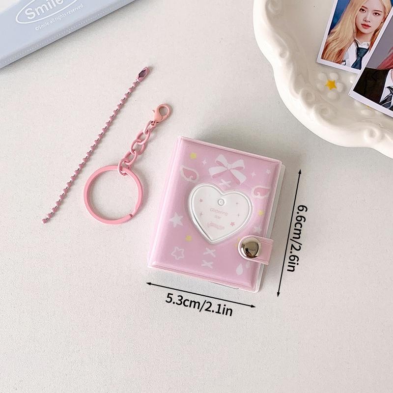 Mini Photo Album 1/2/3inch Photo Card Holder Id Photo Idol Small Card Storage PVC Binder Album Fangirls Bag Keychain Keyring