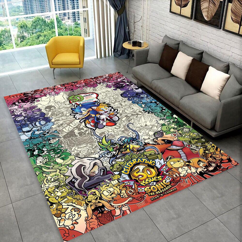 Fashion S-Sonic Cartoon Game Carpet Rug for Playroom Bedroom Living Room Sofa Home Decor,kids Play Area Rug Non-slip Floor Mat
