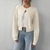 VAYLA Basics Casual Solid Color Round Neck Long Sleeve Loose Cropped Women Sweater Cardigan