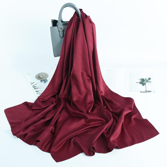 Women Scarf Solid Color Matte Autumn Winter Smooth Long Turban Shawl for Daily Wear